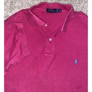 Polo Ralph Lauren Shirt Men's XLT Magenta Short Sleeve Blue Pony Cotton Preppy
